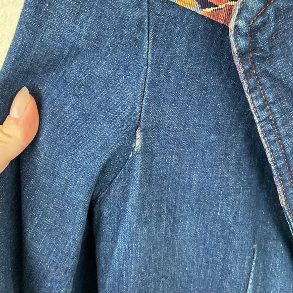 Vintage Denim Jacket by Land Lubber with Floral Accents - Picture 7 of 8